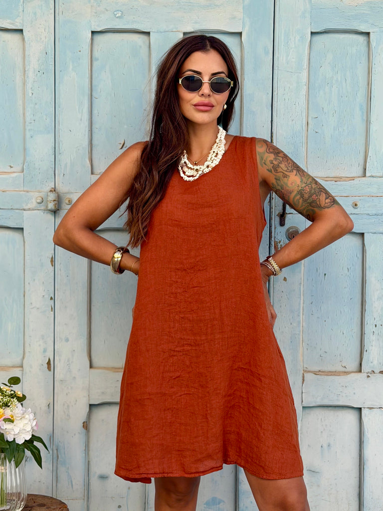Sienna Pure Linen Shift Dress