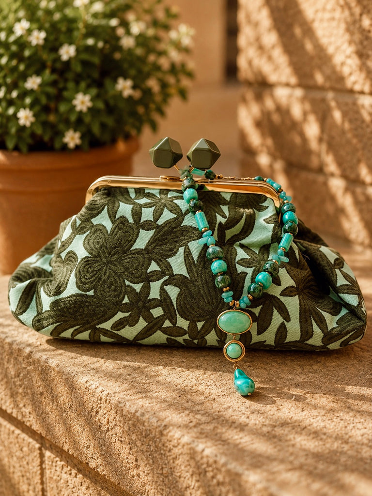 Teal Fiorenza Clutch Bag