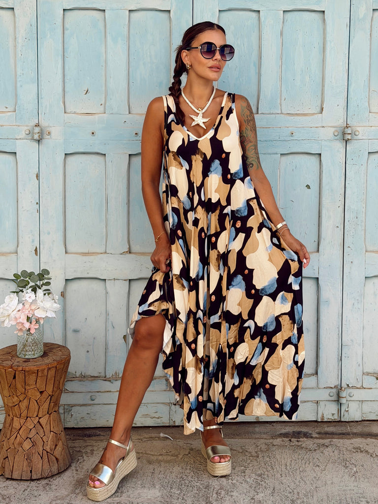 Portofino Print Viscose Maxi Dress