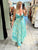 Acqua and Gold Strappy Boho Dress