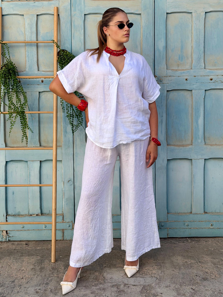 White Luna Linen Co-Ord Set