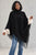 Maëlle Fringed Knit Poncho - Black