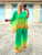 Lime and Orange Lotus Silk Kaftan Co-ord Set