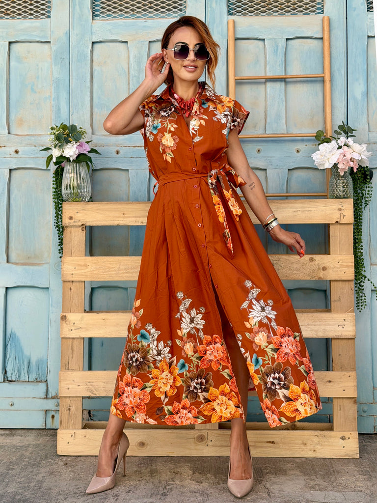 Burnt Orange Isabella Shirt Dress