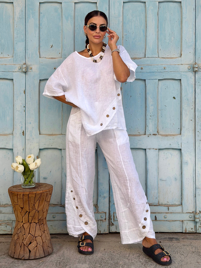 Monaco Pure Linen Co-ord - White