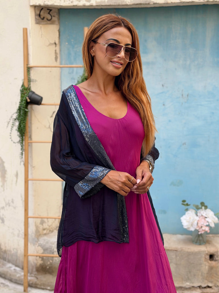 Midnight Éclat Luxe Pure Silk Sequin Jacket