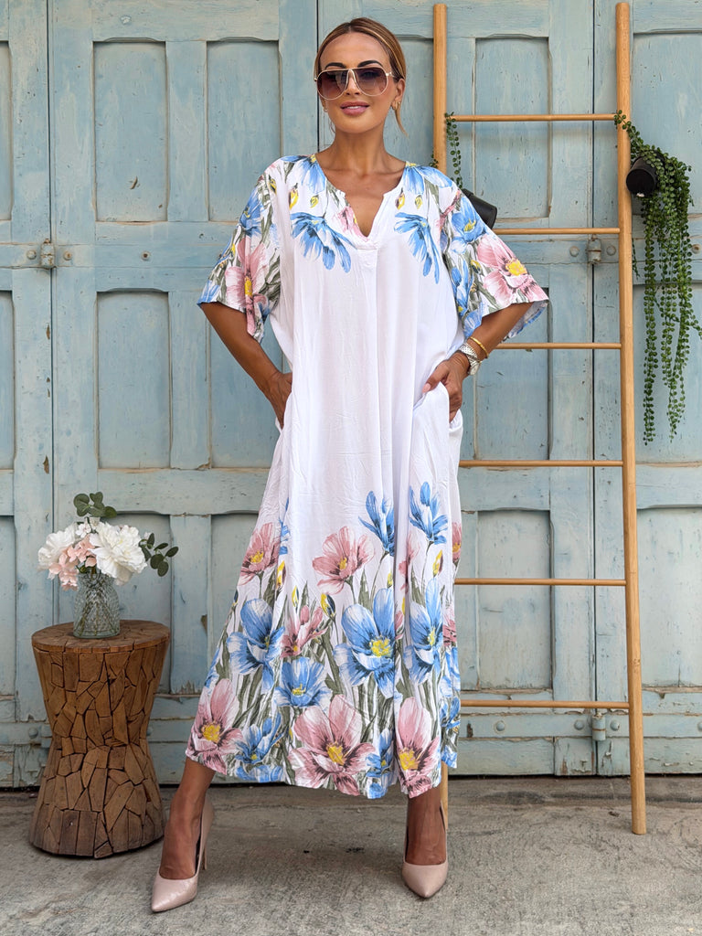 Jardin Bleu Viscose Maxi Dress
