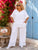 Luce d’Oro Viscose Crochet Trim Co-Ord  - White