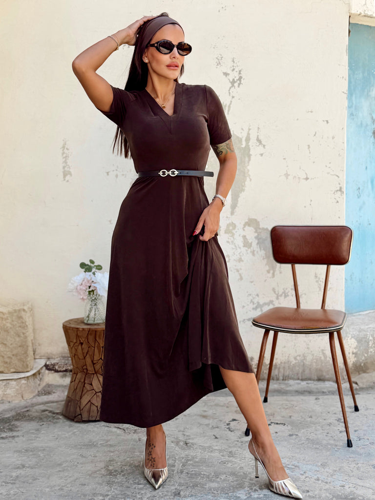 The Honfleur Dress - Mocha - Bougie Collection