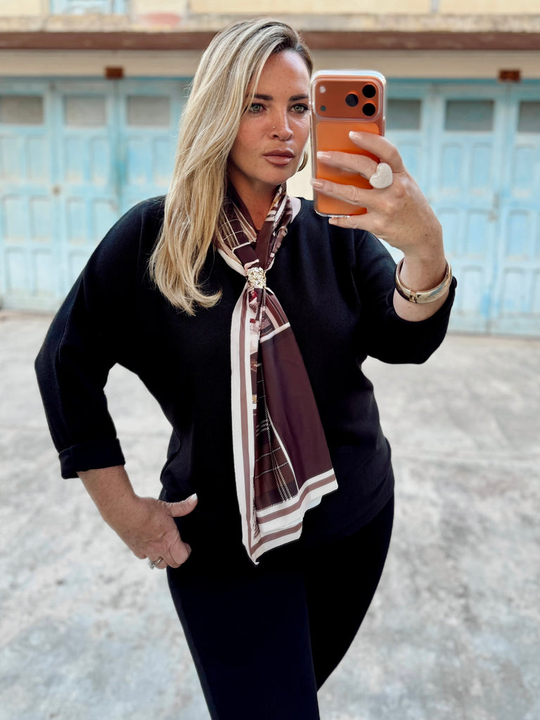 Black Sweater and Scarf