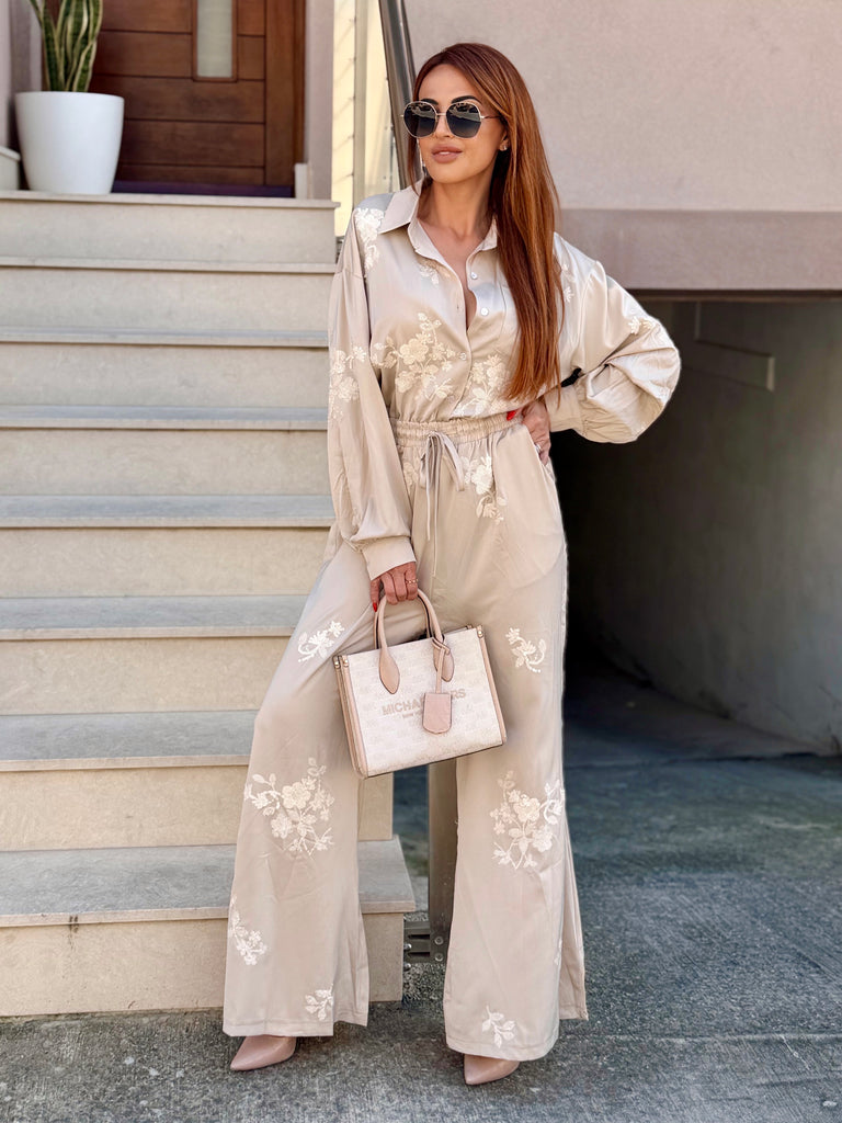 Milano Embellished Silk Jumpsuit