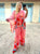 Pink and Coral Floral Silk Kaftan Co-ord Set