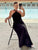 Black Pleated Backless Dress