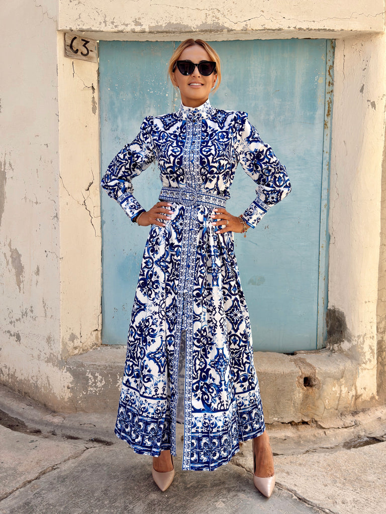 Mosaic Luxe Maxi Shirt Dress