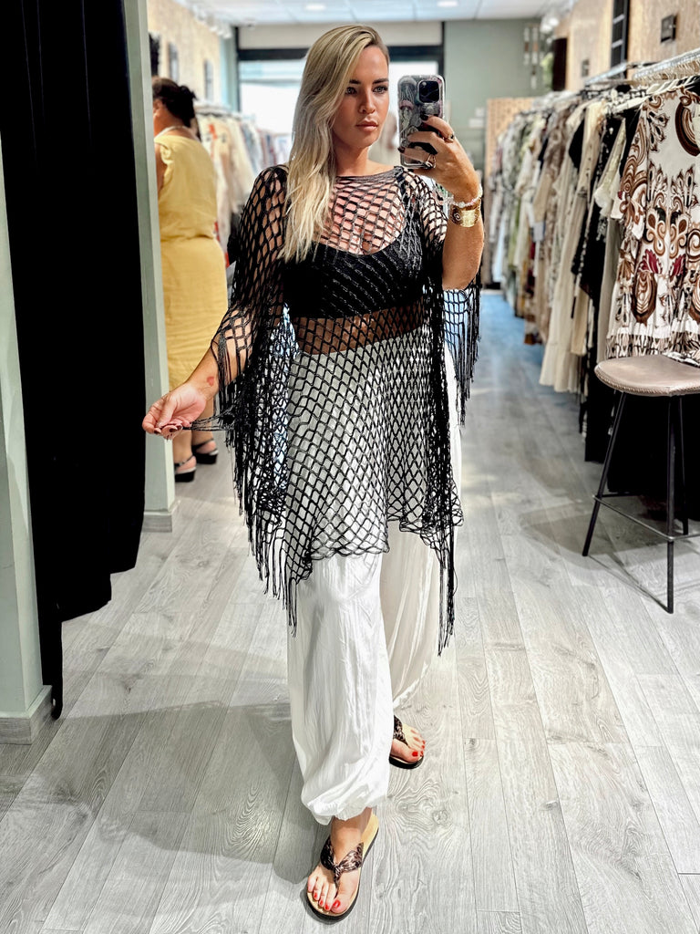 Black Crochet Shawl/Top