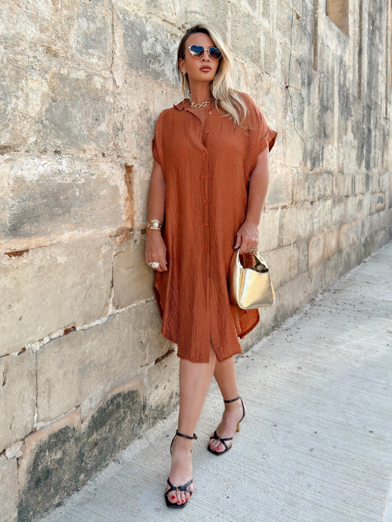 Burnt Orange Shirt Dress
