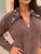 Cléa Jewel Leather Collar Knit Cardigan - Cafe Latte