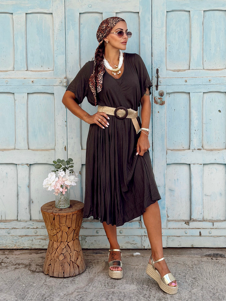 Serena Viscose Swing Dress - Mocha