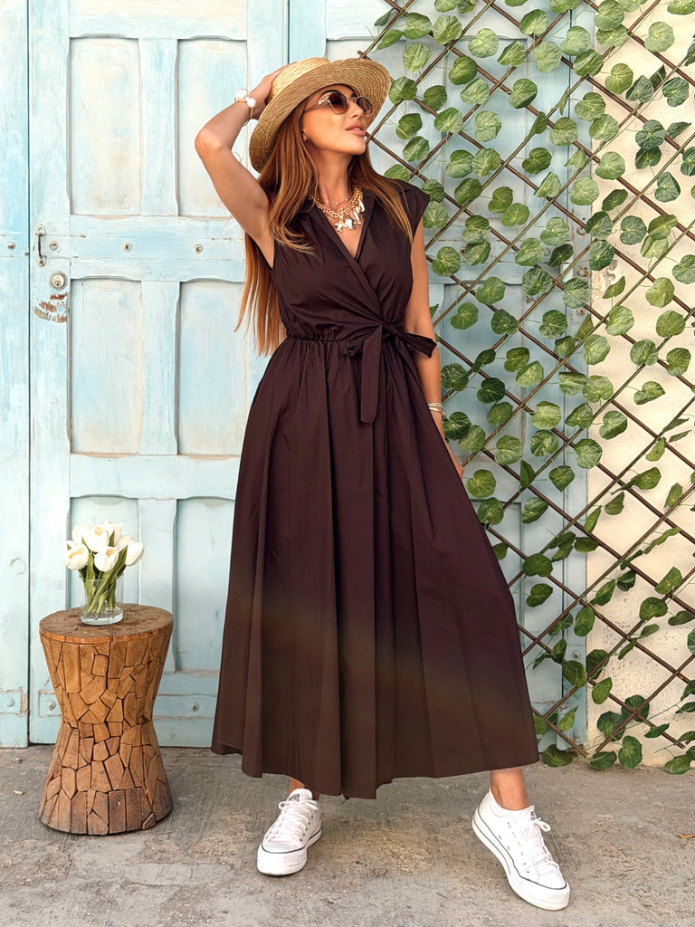 Espresso Wrap Maxi Dress
