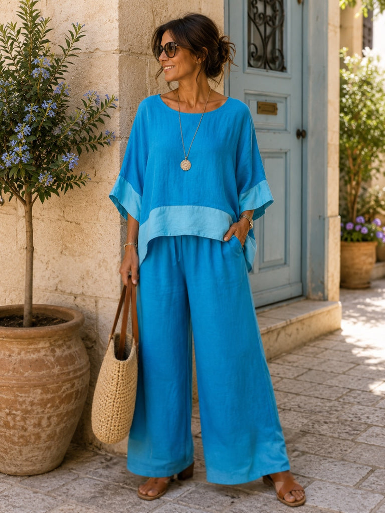 Turqoise Riviera Line & Silk Trim Co-Ord