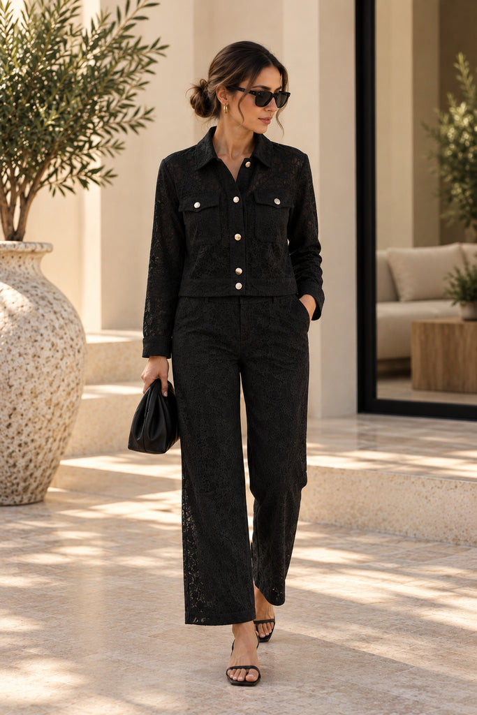 The Montreux Noir Lace Suit Co-Ord - Bougie Collection