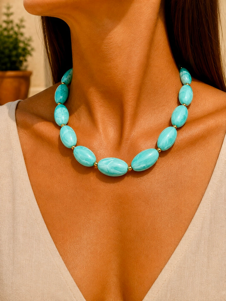 Laguna Aqua stone Statement Necklace