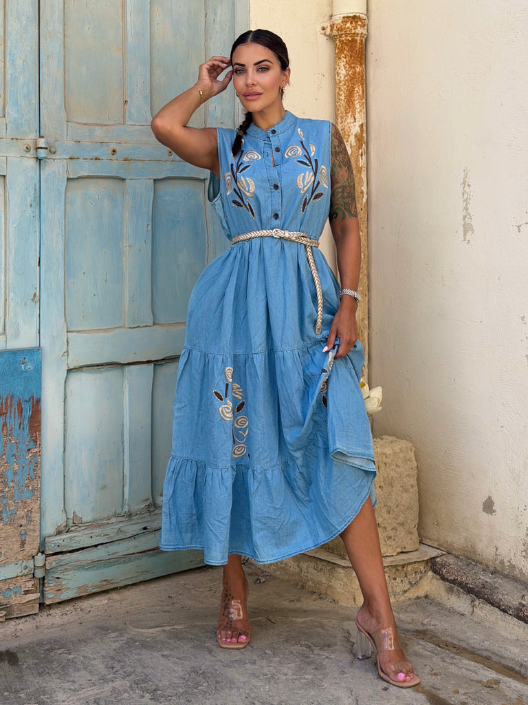 Bellaria Embroidered Denim Dress - Love my Body