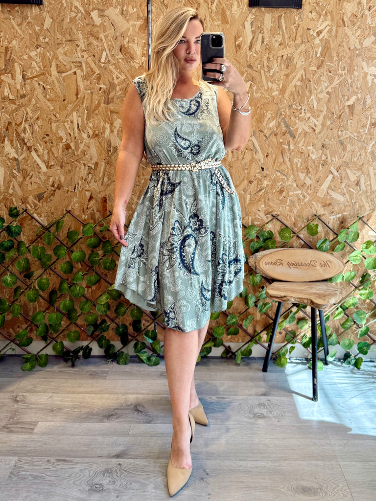 Khaki Paisley Loose Dress