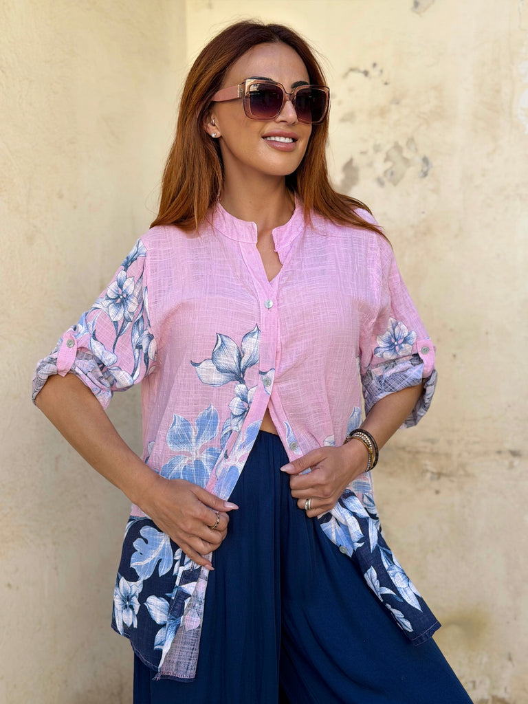 Rose Jardin Cotton Linen Shirt