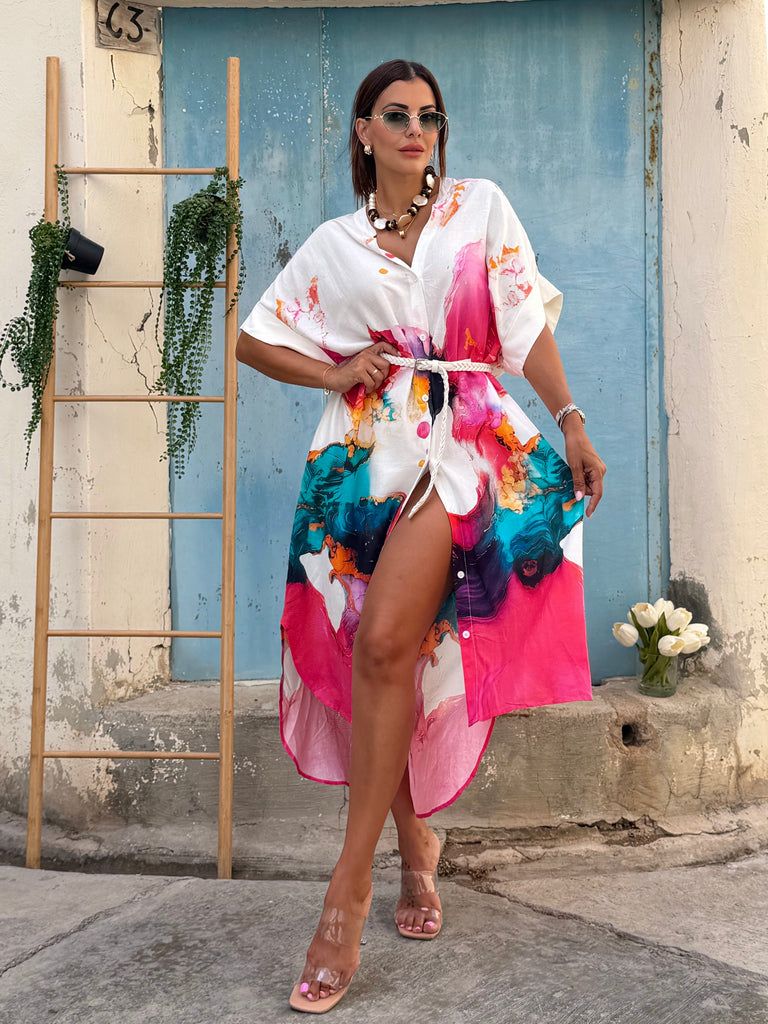 Fuchsia Canvas Shirt Dress - Love my Body