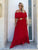 Red Off Shoulder Silk Dress