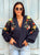 Fleurine Embossed Floral Knit Cardigan - Navy Blue