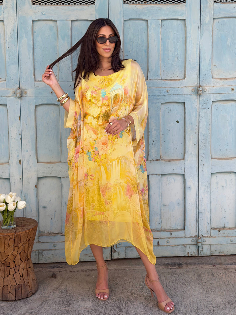 The Soleil Pure Silk Kaftan Dress