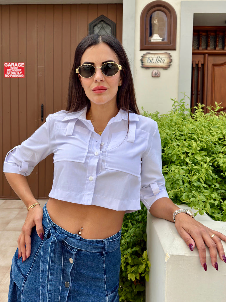 White Crop Shirt