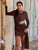 Delys Embellished Drape Mini Dress - Bronze