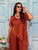 Vittoria Satin & Lace Wide-Leg Co-Ord Set / Burnt Orange