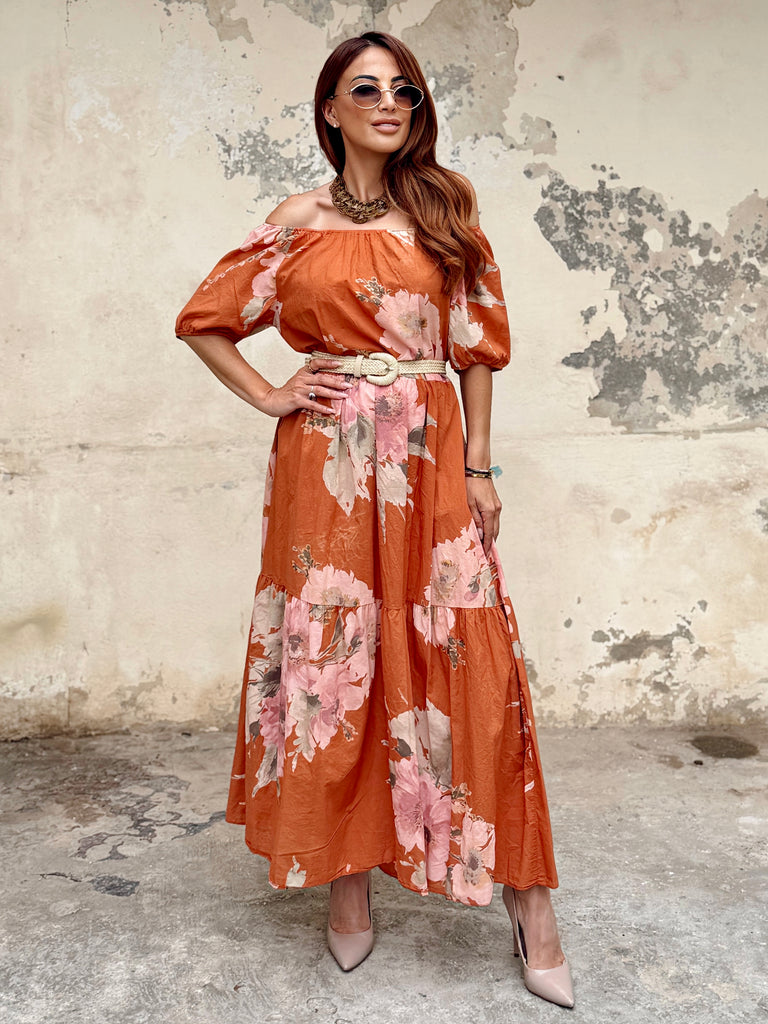 Rustica Bloom Bardot Maxi Dress