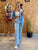 Blue and White Cotton Linen Pin Stripe Trousers