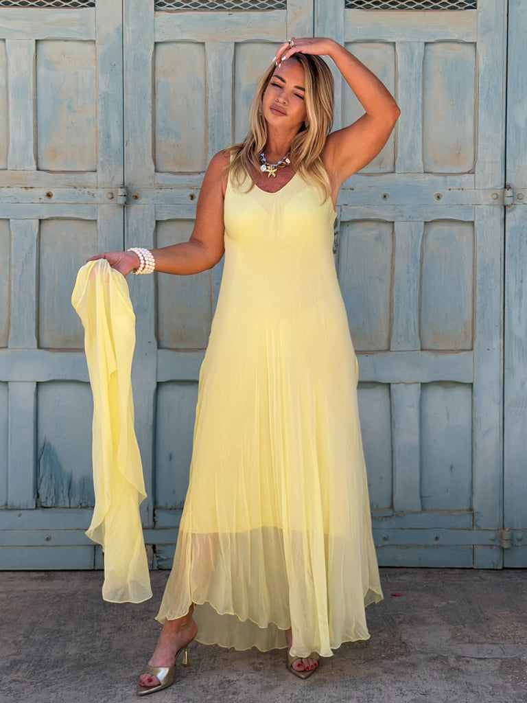 Limoncello Silk Cape Dress