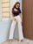 Soft Sand Wide-Leg Jeans with Crochet Pearl Belt