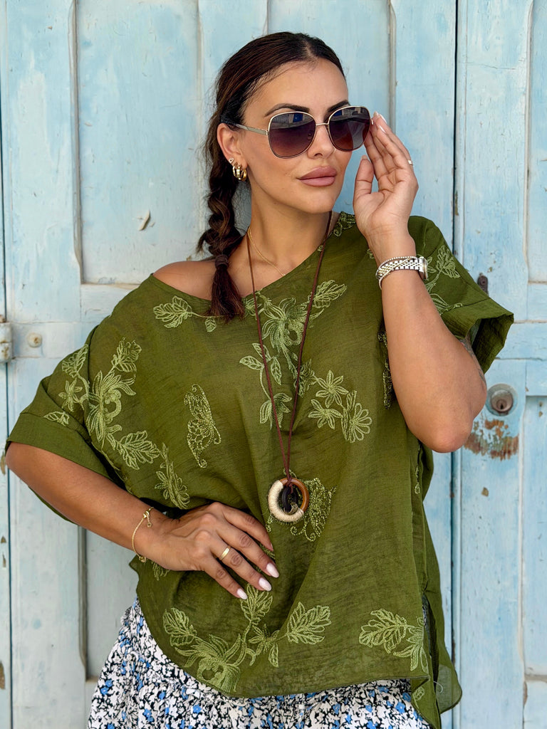 Olive Jardin Embroidered Top - Love my Body