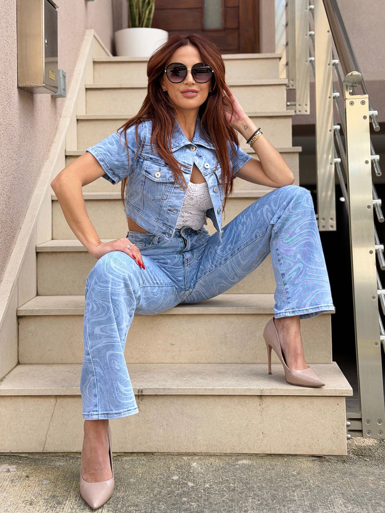 The Azure Swirl Denim Set