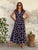 Navy & Orange Mosaic Wrap Dress