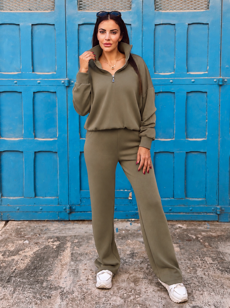 The Aspen Khaki Luxe Tracksuit - Bougie Collection