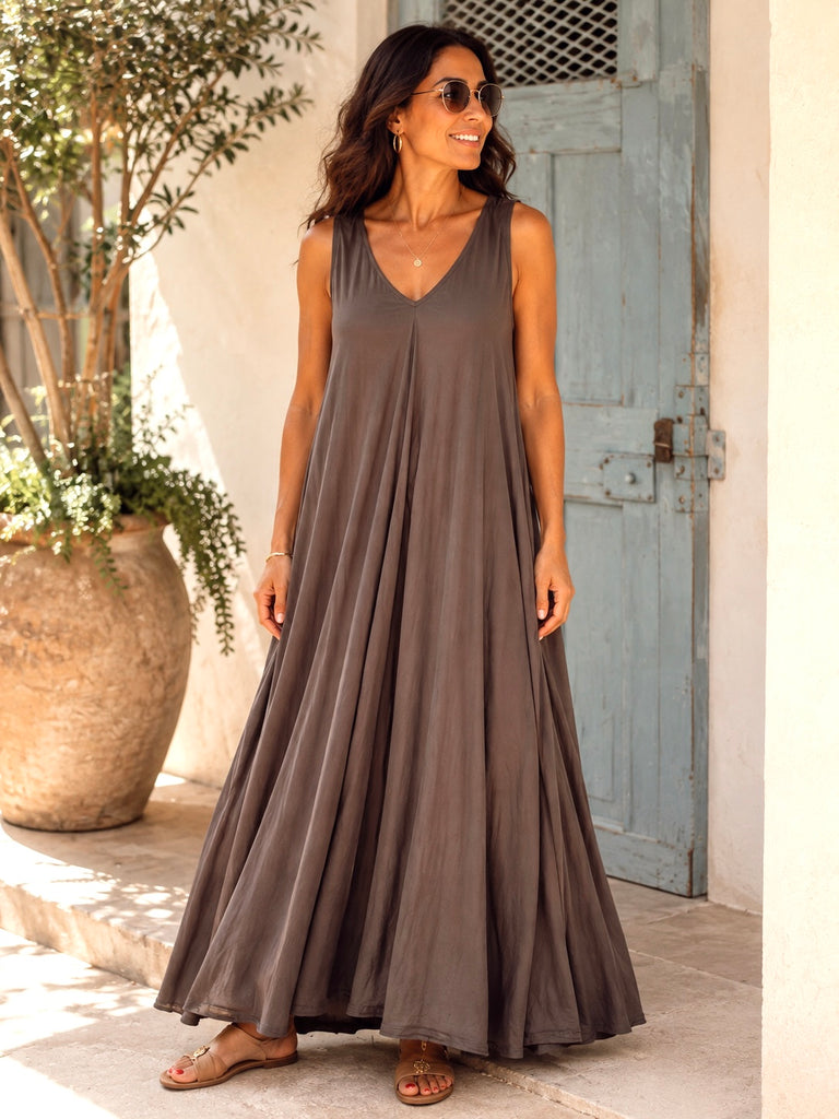Mocha Bellissima Luxe Silky Viscose Maxi Dress