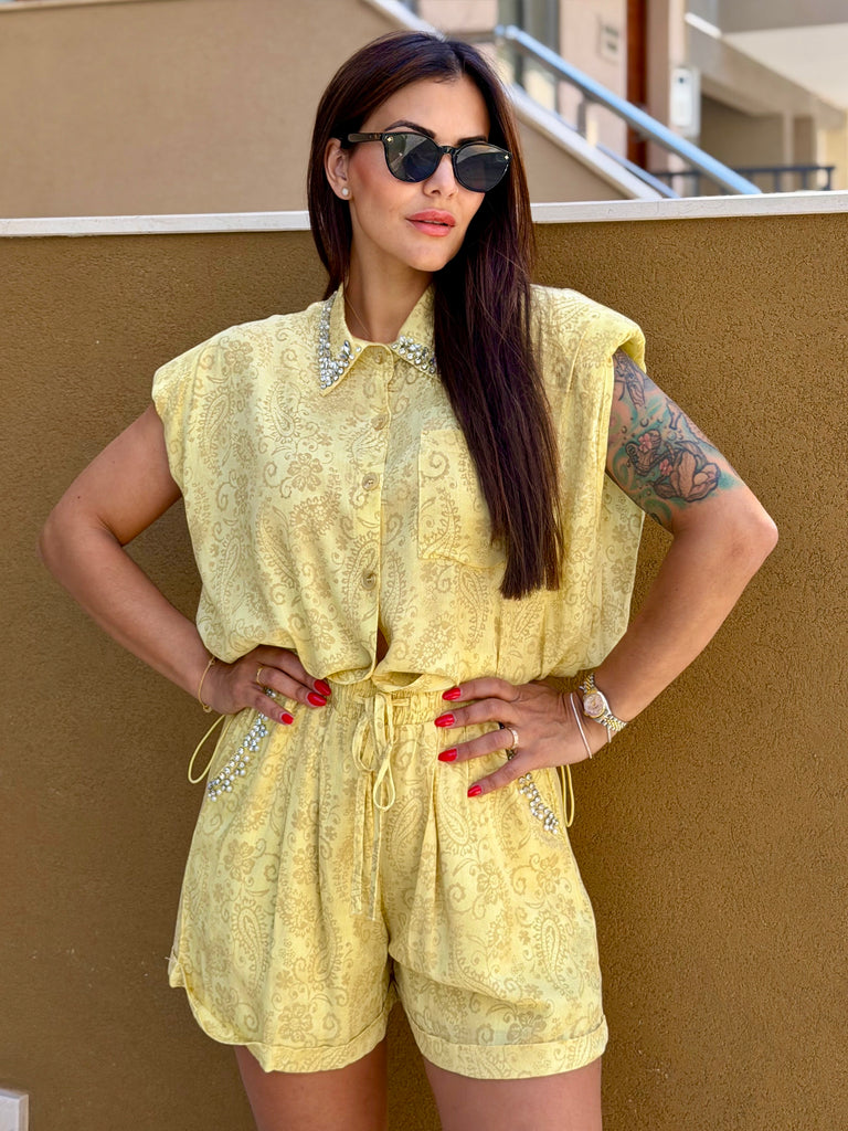 Golden Paisley Embellished Luxe Co-Ord