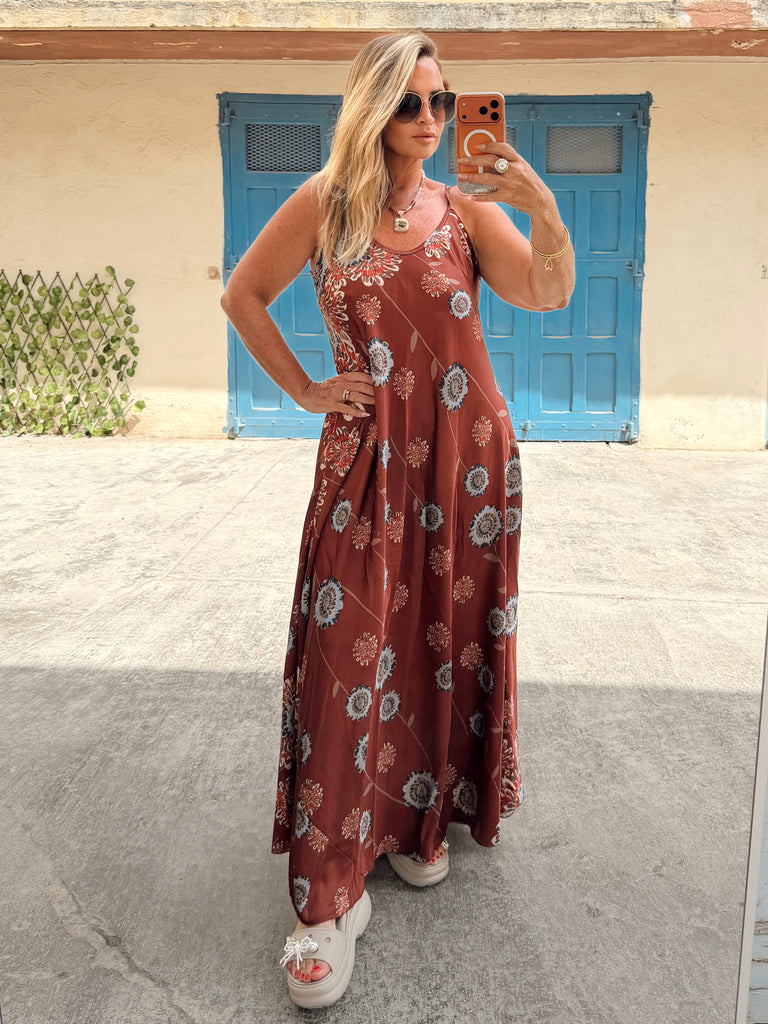 Sienna Bloom Silky Satin Maxi
