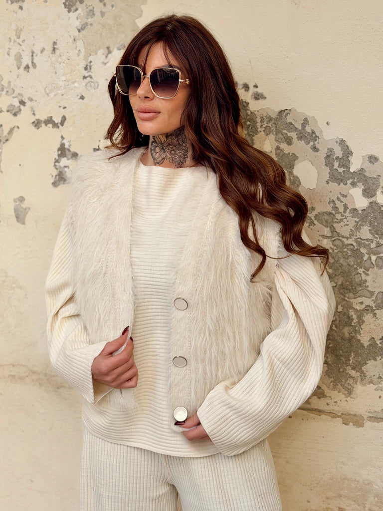 Plush Champagne Fur waistcoat
