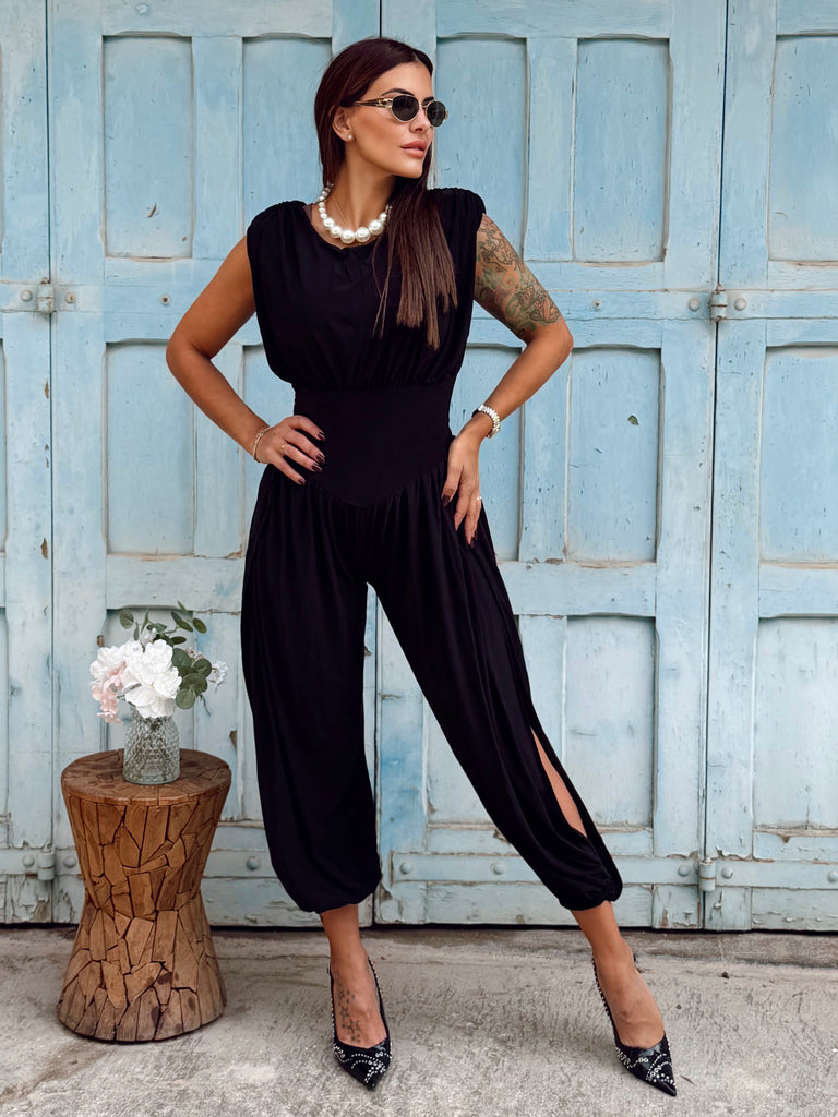 Isabeau Draped Jumpsuit - Black
