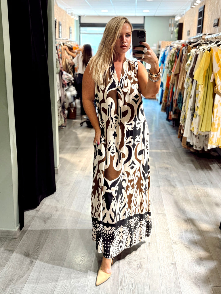 Mocha and Black Baroque Dress